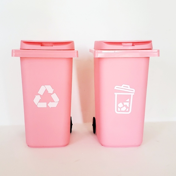 Barbie Fashion Doll Pink Trash & Recycle Bin